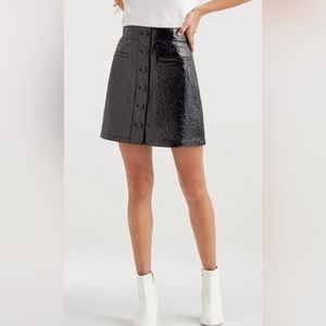 NWT 7 For All Mankind Leather Mini Button Down Skirt Front Pockets Size XL